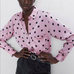 ZARA POLKA DOT SHIRT WITH POCKET